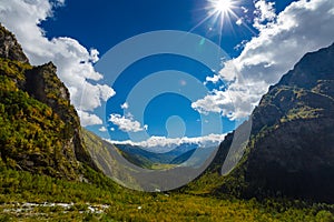 Picturesque landscape of Caucasus mountains in Georgia