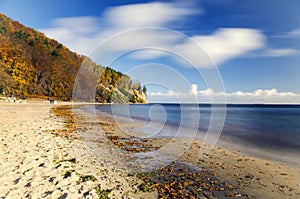 Picturesque landscape of cliff in gdynia orlowo on baltic sea in Poland