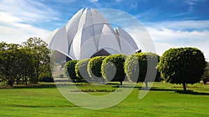 Picturesque landscape with Lotus Temple. New Delhi