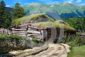 Picturesque landscape with old house