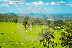 Picturesque landscape in rural South East Queensland overlooking the mountains
