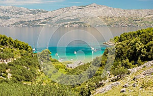 Picturesque landscape of sandy Lovrecina beach on Brac island, Croatia