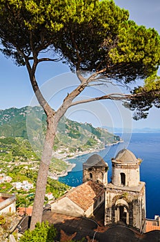 Picturesque landscape from Villa Rufolo in Ravello, Italy.