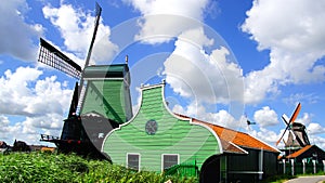 Picturesque landscape with windmills in Zaandijk