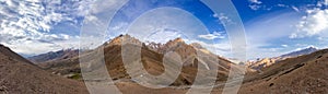 Picturesque lifeless mountain landscape on the Leh-Kargil route in the Himalayas in the vicinity of Buddhist monastery Lamayuru