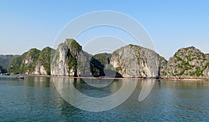 Picturesque limestone island in the ocean
