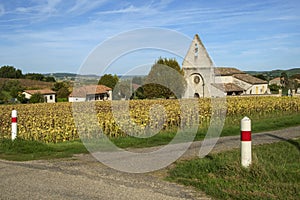 The picturesque little church in the hamlet of Lieu dit Saint Leger near Tournon d`Agenais