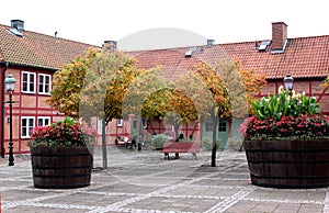 Picturesque little square in Ystad, Sweden photo