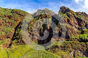 Picturesque and majestic green mountains of Madeira, Portugal