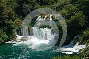 Picturesque majestic scene of waterfalls in Krka N
