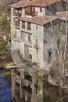 Picturesque medieval catalonian village of Rupit. Barcelona. Spain