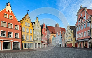 Picturesque medieval gothic houses in old bavarian town by Munich, Germany photo
