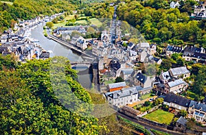 The picturesque medieval port of Dinan on the Rance Estuary, Brittany (Bretagne), France