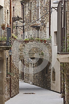 Picturesque medieval stone village of Corsa. Costa Brava. Catalonia, Spain