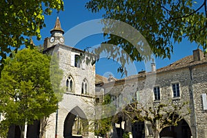 Picturesque Monflanquin hilltop bastide town, Lot-et-Garonne, France