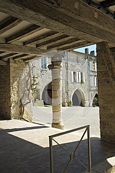 Picturesque Monflanquin hilltop bastide town, Lot-et-Garonne, France