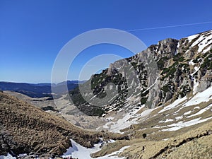 Picturesque mountain valley in Carpathian Mountains , Romania