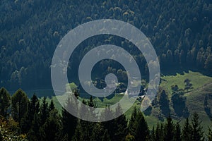 Picturesque mountain valley landscape in Magdalensberg, Austria