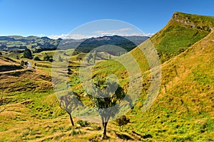 Picturesque mountain and valley landscape in New Zealand