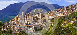 Picturesque mountain village Caccamo in Sicilia. Italy