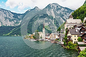 Picturesque mountain village Hallstatt in the Austrian Alps