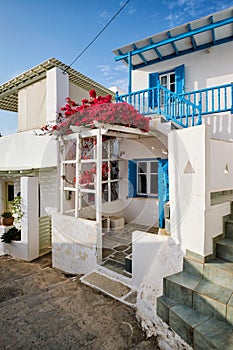 Picturesque Naousa town street on Paros island, Greece