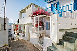 Picturesque Naousa town street on Paros island, Greece