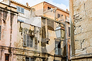 Picturesque, narrow streets of the old city of Bonifacio, Corsica