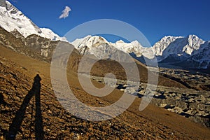 Picturesque nepalese landscape with shedow