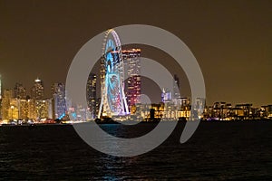 Picturesque night panorama Dubai Marina skyline UAE