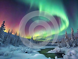 Picturesque Northern Aurora Landscape