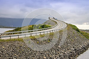 Picturesque Norway sea landscape with bridge