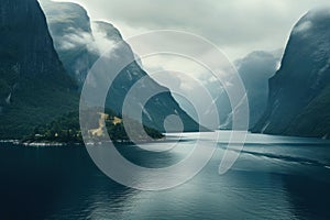 Picturesque Norwegian fjord. Generate Ai