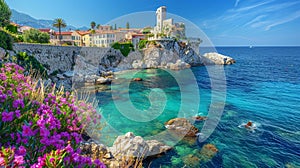 Picturesque Old Coastal Village Overlooking Azure Sea