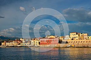 Picturesque old port of Chania, Crete island. Greece