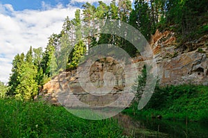 Picturesque outcrops of Taevaskoda on Ahja river photo