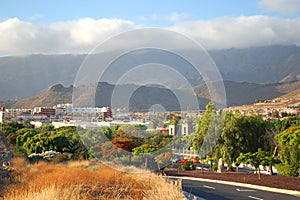 Picturesque outstanding landscape of beautiful resort las americas on tenerife, canary islands, spain