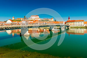 Picturesque panorama of the ancient Slovenian town of Ptuj, Slovenia