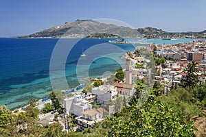 Picturesque panoramic landscape of Zakynthos town.