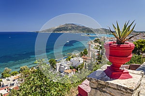 Picturesque panoramic landscape of Zakynthos town.