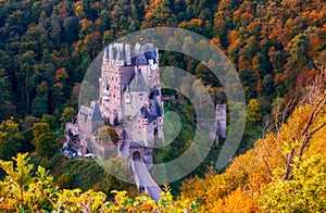 Picturesque panoramic view of Burg Eltz castle in autumn., Rhineland-Palatinate, Germany