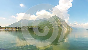Picturesque panoramic view of Lake Como and Lecco city, Italy
