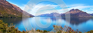 Picturesque panoramic view of Lake Wakatipu, New Zealand