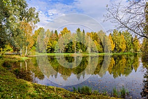 Picturesque Park in autumn in Gatchina town