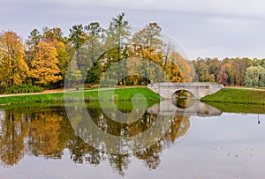 Picturesque Park in autumn in Gatchina town