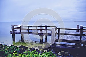 picturesque pier overlooking the sea in a Dutch village