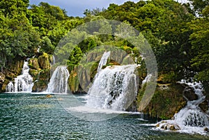 Picturesque plitvice lakes Croatian waterfalls photo