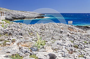 Picturesque Porto Roxa rocky beach. It is situated on west coast of Zakynthos island, Greece.