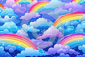 Picturesque Rainbow sky clouds nature. Generate Ai