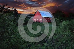 Picturesque Red Barn in Rural in Palouse Washington